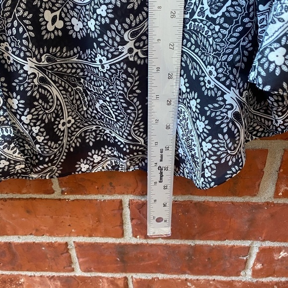 Diane Von Furstenberg Vintage Womens 2X 3X Black Sheer Floral Button Down Blouse - Picture 7 of 8